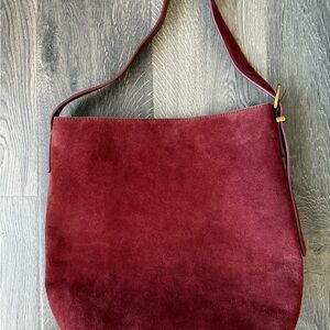 Elegant Burgundy Suede Shoulder Bag